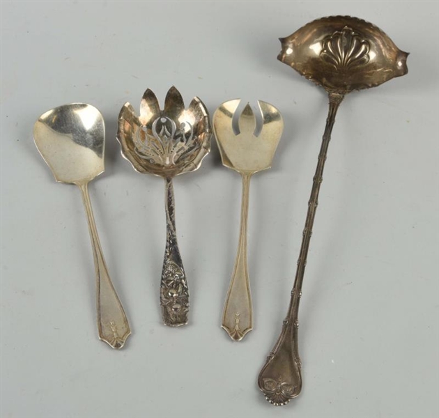 LOT OF 4: STERLING SILVER SERVING PIECES.         