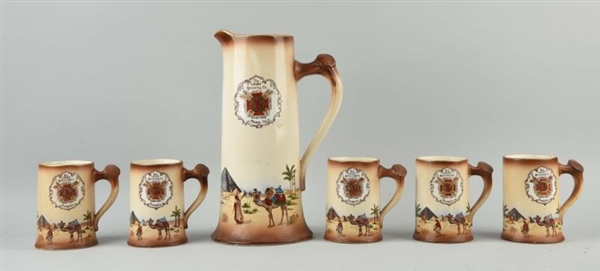 LOT OF 6: THE LEISY BREWING CO PITCHER & MUGS.    