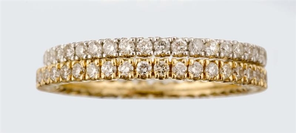 A GROUP OF TWO DIAMOND BANDS.                     