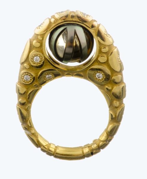 A PEARL, GEMSTONE AND DIAMOND RING, GALATEA.      