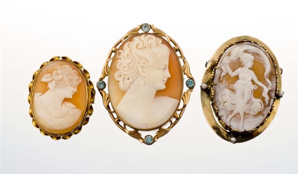 A GROUP OF THREE SHELL CAMEOS.                    