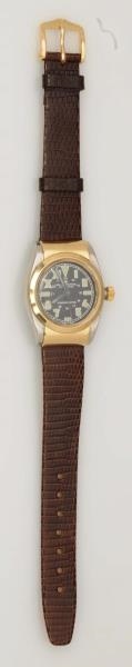 A GENTS HOODED BUBBLE BACK STRAP WATCH, ROLEX.   
