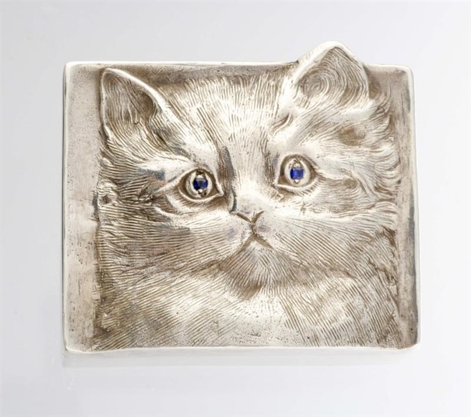 A STERLING SILVER BOX.                            