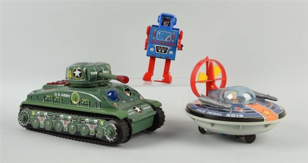 LOT OF 3: SPACE TOYS & TANK.                      
