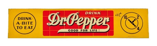 1947 DR. PEPPER EMBOSSED TIN STRIP SIGN.          