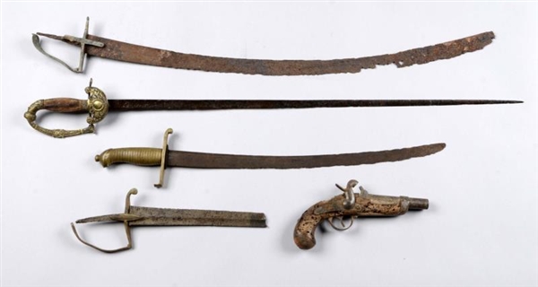 LOT OF 5: EXCAVATED WEAPONS.                      