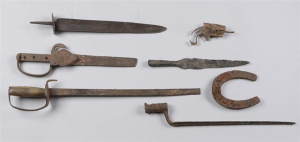LOT OF 7: EXCAVATED WEAPONS.                      