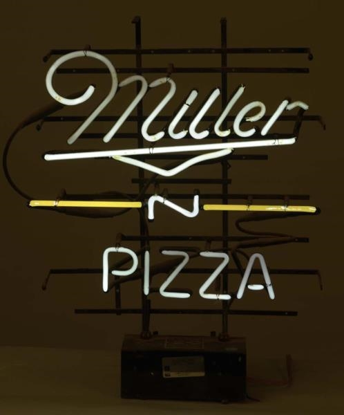MILLER BEER AND PIZZA NEON ADVERTISING SIGN       