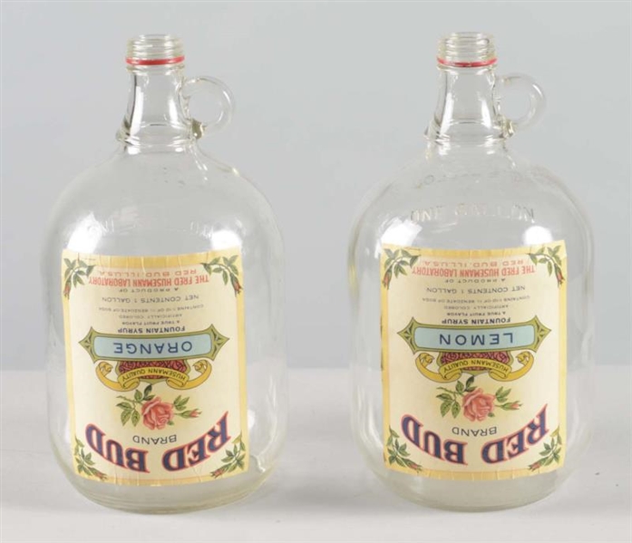 LOT OF 2: RED BUD BRAND FOUNTAIN SYRUP JUGS       