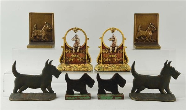 LOT OF 4: PAIRS OF CAST IRON ASSORTED DOG BOOKENDS