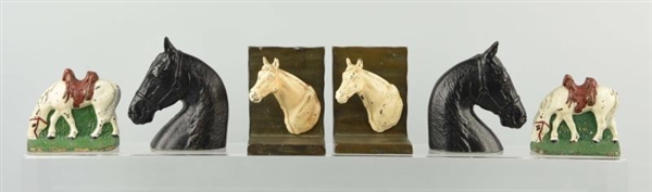 LOT OF 3: PAIRS OF CAST IRON HORSE BOOKENDS.      