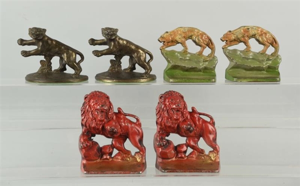 LOT OF 3: PAIRS OF CAST IRON LION BOOKENDS.       