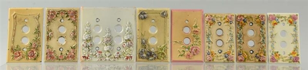 LOT OF 8: CAST IRON FLORAL DESIGN SWITCH PLATES.  