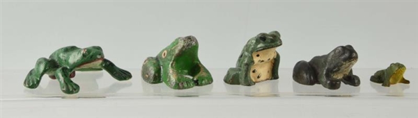 LOT OF 4: CAST IRON ASSORTED FROG PAPERWEIGHTS.   