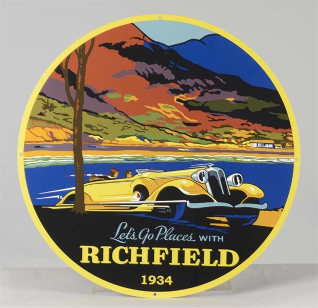 REPRODUCTION RICHFIELD OIL ROUND TIN SIGN         