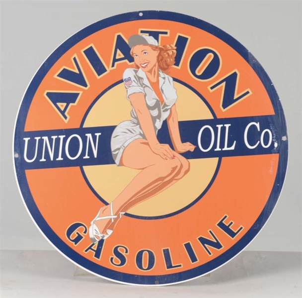 REPRODUCTION AVIATION GASOLINE ROUND TIN SIGN     
