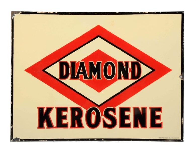DIAMOND KEROSENE W/ LOGO PORCELAIN FLANGE SIGN.   