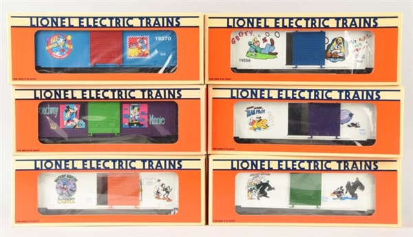 LOT OF 6: LIONEL DISNEY CONTEMPORARY BOXCARS.     