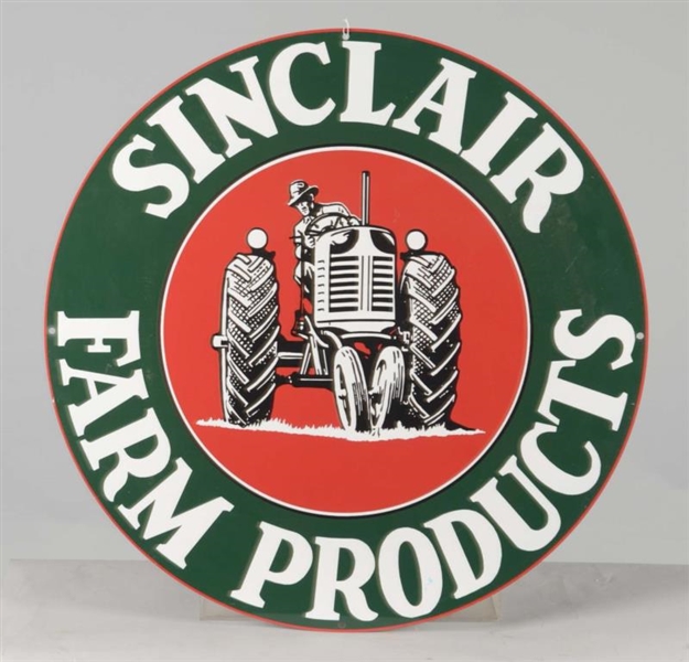 REPRODUCTION SINCLAIR FARM PRODUCTS ROUND TIN SIGN