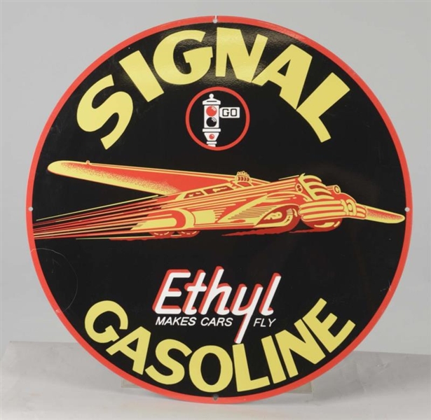 REPRODUCTION SIGNAL GASOLINE ROUND TIN SIGN       