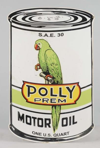 REPRODUCTION POLLY GAS DIE CUT TIN SIGN           