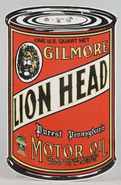 REPRODUCTION GILMORE DIE CUT TIN SIGN             
