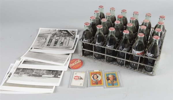 LOT OF METAL COCA-COLA CASE AND GAS STATION PHOTOS