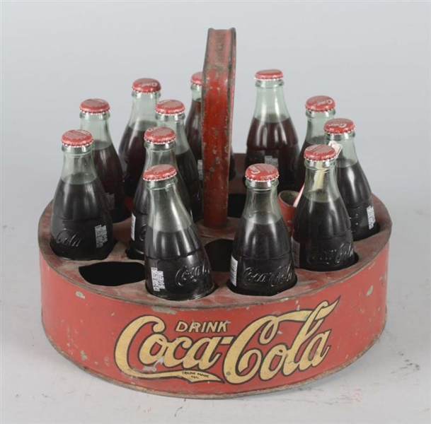 COCA COLA ROUND BALL PARK CARRIER WITH BOTTLES    