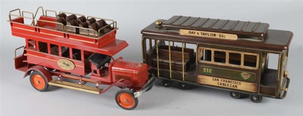 LOT OF 2: IMPRESSIVE PRESSED STEEL BUS AND TROLLY 