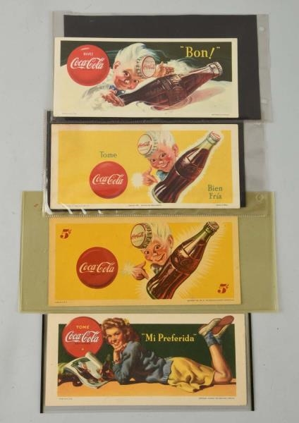 LOT OF 4: COCA-COLA ADVERTISING INK BLOTTERS.     