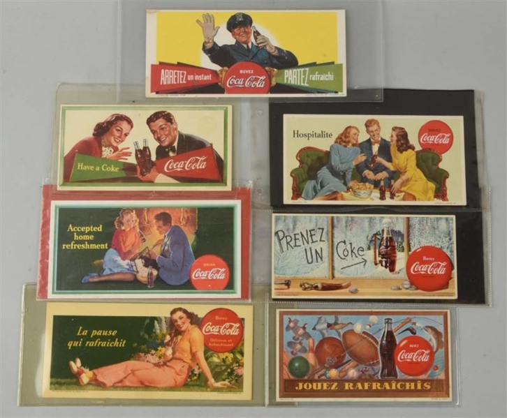 LOT OF 7: FRENCH CANADIAN COCA-COLA INK BLOTTERS. 