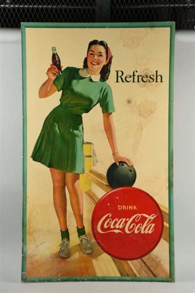 COCA - COLA BOWLING ADVERTISING SIGN.             