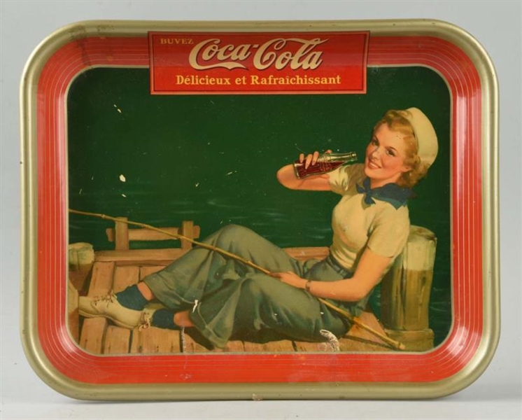 1940S COCA-COLA FRENCH SAILOR GIRL SERVING TRAY. 