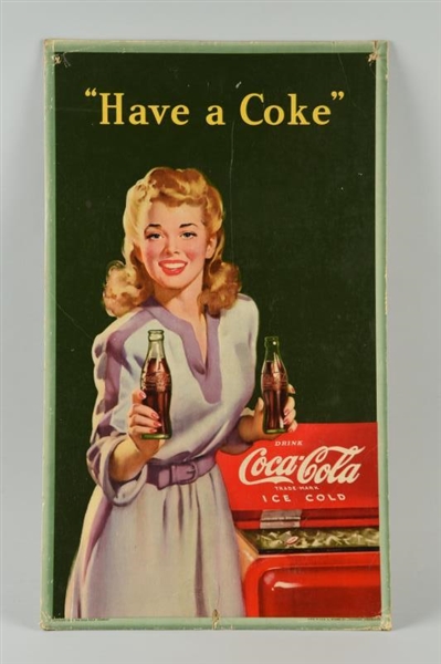 1950S COCA-COLA CARDBOARD ADVERTISING SIGN.      