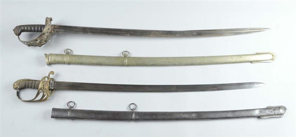 LOT OF 2:  BRITISH OFFICER’S CAVALRY SABRES.      
