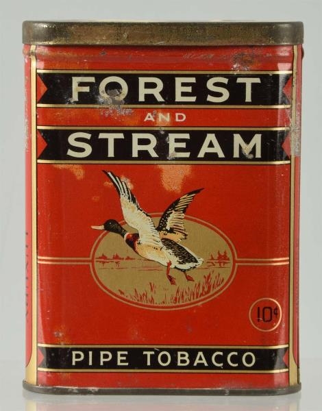 FOREST AND STREAM TOBACCO VERTICAL POCKET TIN.    