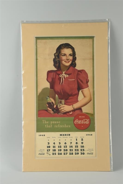 1940 COCA - COLA ADVERTISING CALENDAR.            