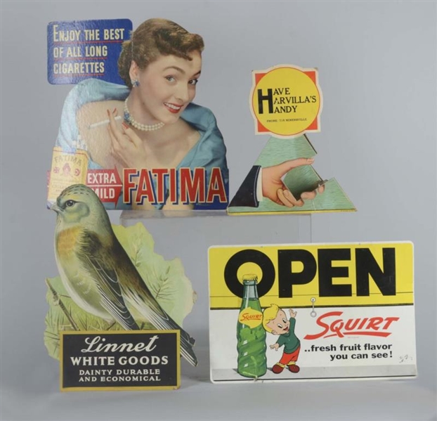 LOT OF 4: CARDBOARD ADVERTISING STORE DISPLAY SIGN