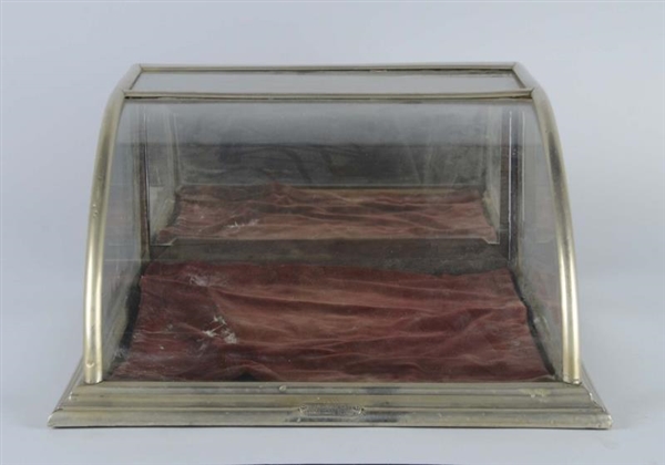 SMALL CURVED GLASS TABLE TOP DISPLAY CASE SHOWCASE