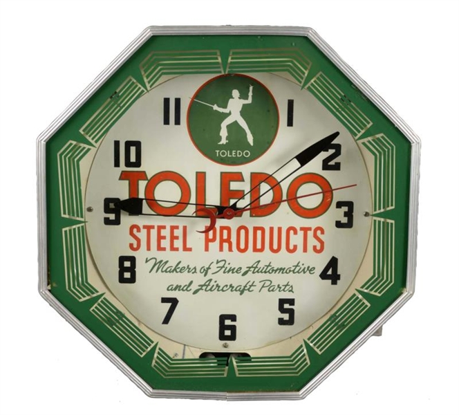 1940-50’S TOLEDO STEEL PRODUCTS NEON CLOCK.       