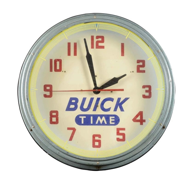1940-50’S BUICK “TIME” DEALER NEON CLOCK.         
