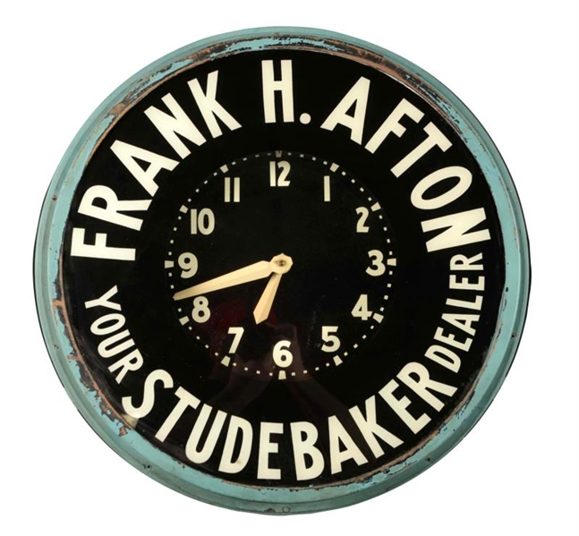 1940’S FRANK AFTON STUDEBAKER DEALER NEON CLOCK.  