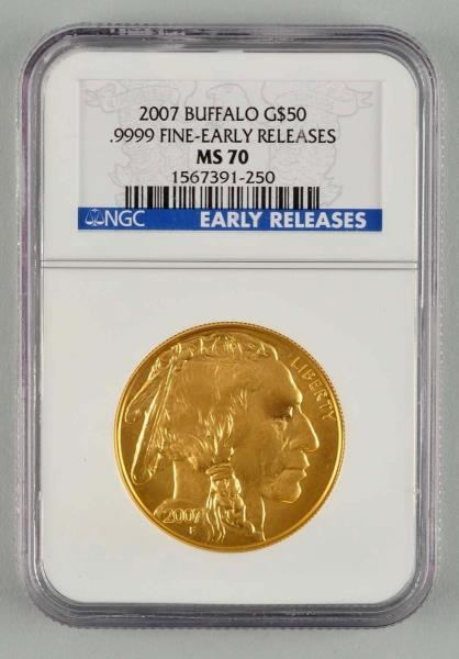 2007 BUFFALO GOLD $50 COIN.                       