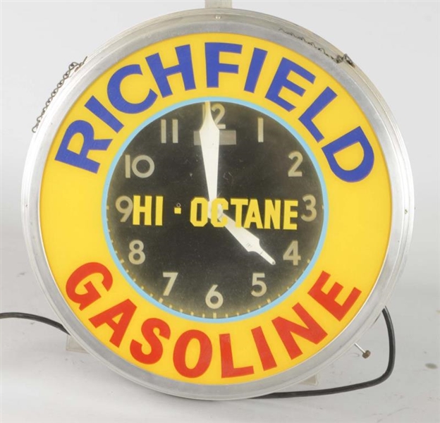 RICHFIELD GASOLINE LIGHT UP ADVERTISING CLOCK     