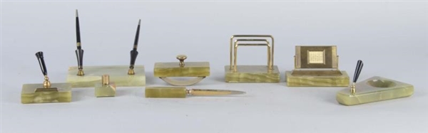 LOT OF 8: ONYX WRITING DESK ACCESSORIES           
