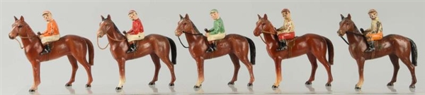 LOT OF 5: ASSORTED RACING HORSES WITH JOCKEYS.    
