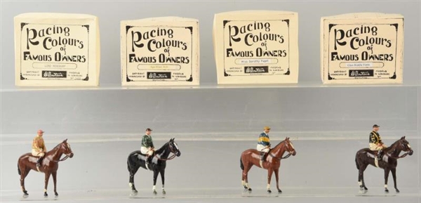LOT OF 4: RACING COLOURS RACING HORSE WITH JOCKEY.