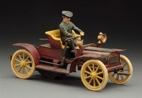 EARLY HAND PAINTED GERMAN CLOCKWORK ROADSTER AUTO.