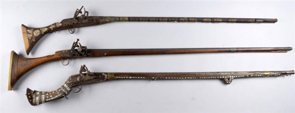 (A) LOT OF 3:  MIDDLE EASTERN LONG GUNS.          