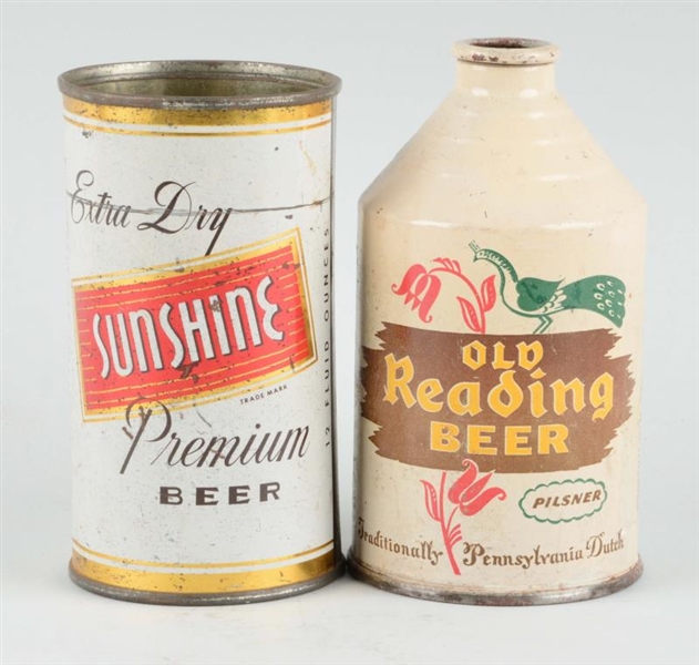 LOT OF 2: OLD READING & SUNSHINE BEER CANS.       